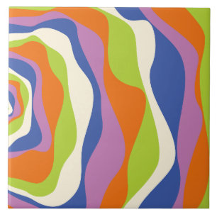 Azulejo De Cerâmica Bei & Fluxo 4 Azul, Laranja, Roxo, Verde e Creme