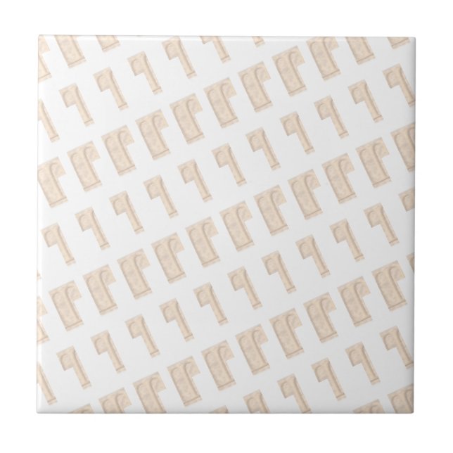 Azulejo de Cerâmica Beige e Branco Quadrado Clássi (Frente)