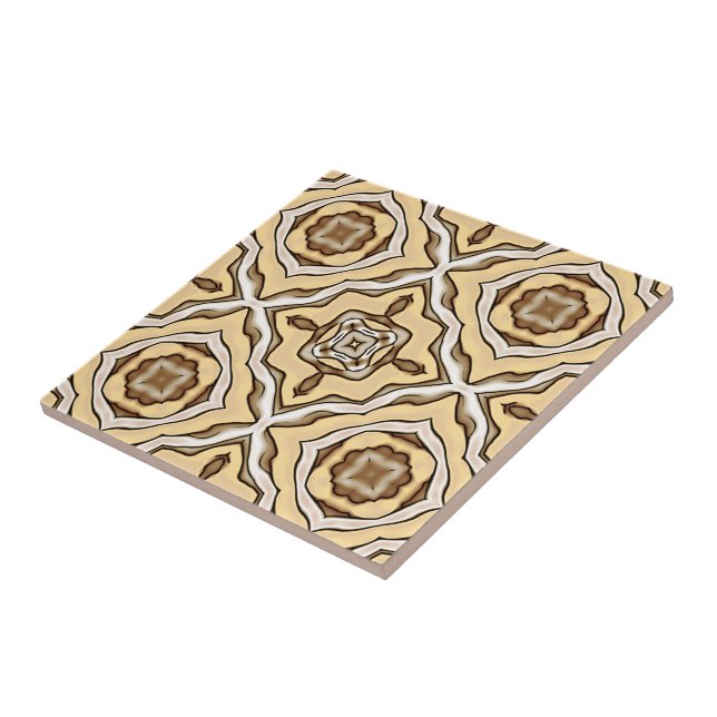 Azulejo De Cerâmica Beige Tan Brown Taupe Ivory Tribe Art (Lateral)