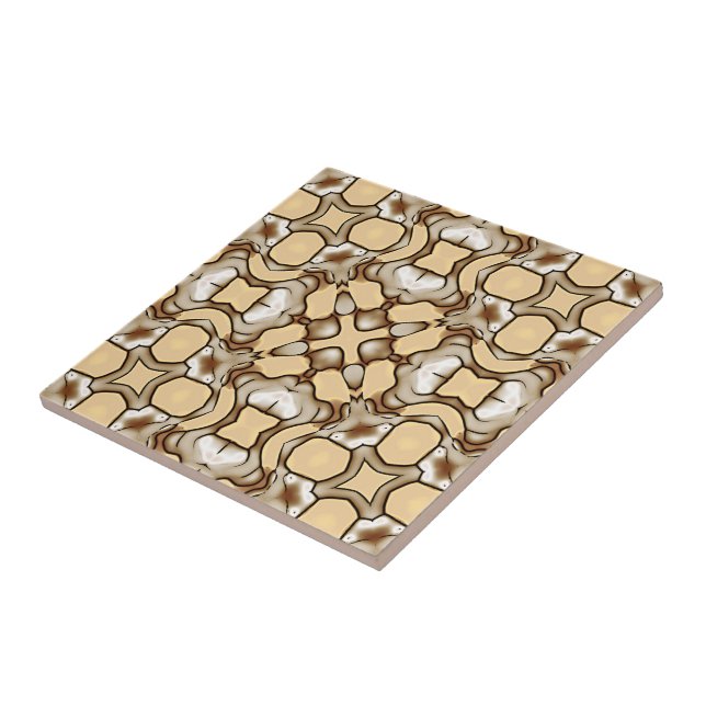 Azulejo De Cerâmica Beige Tan Brown Taupe Ivory Tribe Art (Lateral)