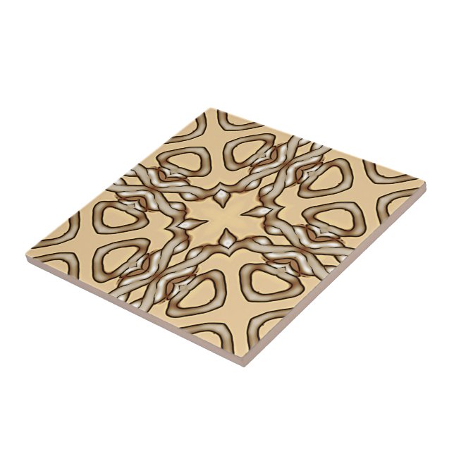 Azulejo De Cerâmica Beige Tan Brown Taupe Ivory Tribe Art (Lateral)