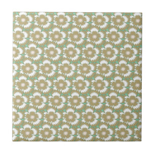 Azulejo De Cerâmica Beige venenoso e floral verde Dianthus Barbatus