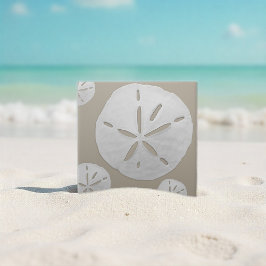 Azulejo De Cerâmica Beige & White Tropical Beach Sand Dollar