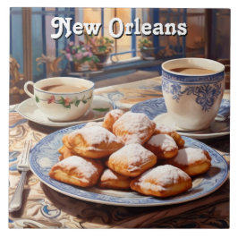 Azulejo De Cerâmica Beignets New Orleans Baked Sweet Treat Kitchen