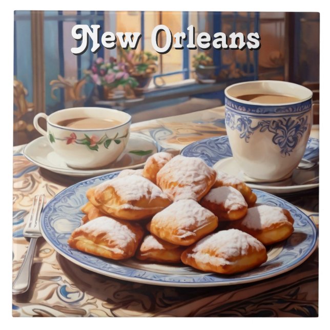 Azulejo De Cerâmica Beignets New Orleans Baked Sweet Treat Kitchen (Frente)