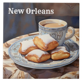Azulejo De Cerâmica Beignets New Orleans Cuisine Baked Dessert Kitchen