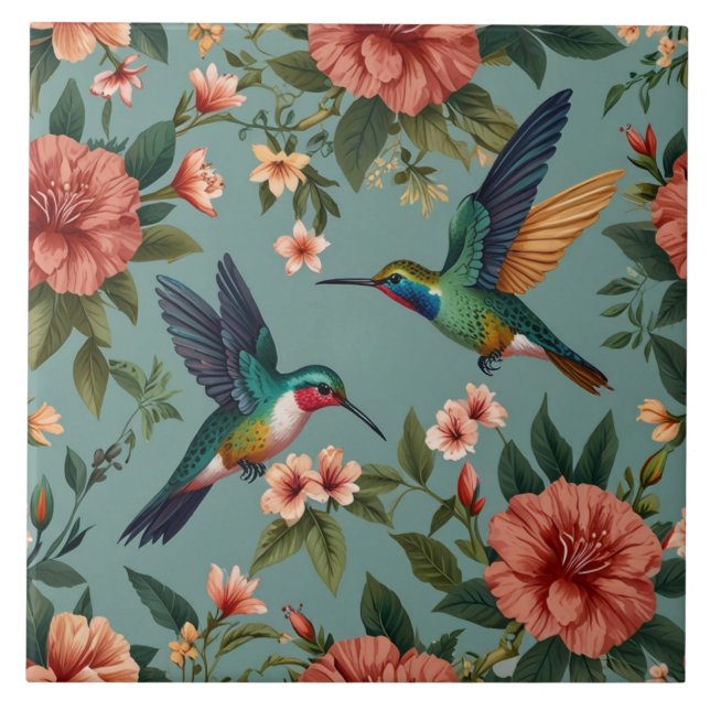 Azulejo De Cerâmica Beija-flor  (Frente)