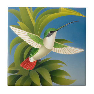 Azulejo De Cerâmica Beija-flor Art Déco