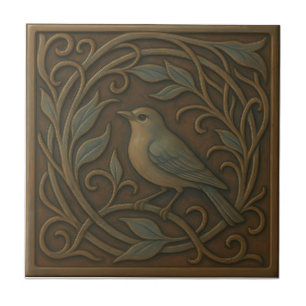 Azulejo de Cerâmica Beija-flor de Bronze