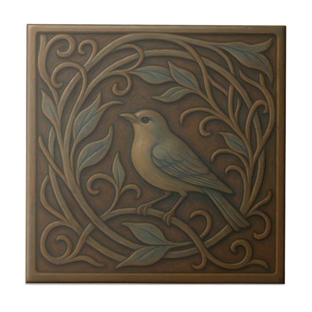 Azulejo de Cerâmica Beija-flor de Bronze (Frente)