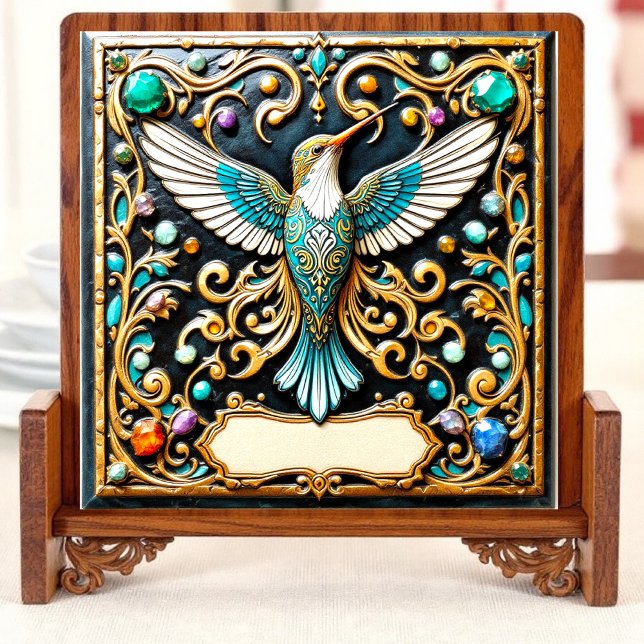 Azulejo De Cerâmica beija-flor em voo (Criador carregado)