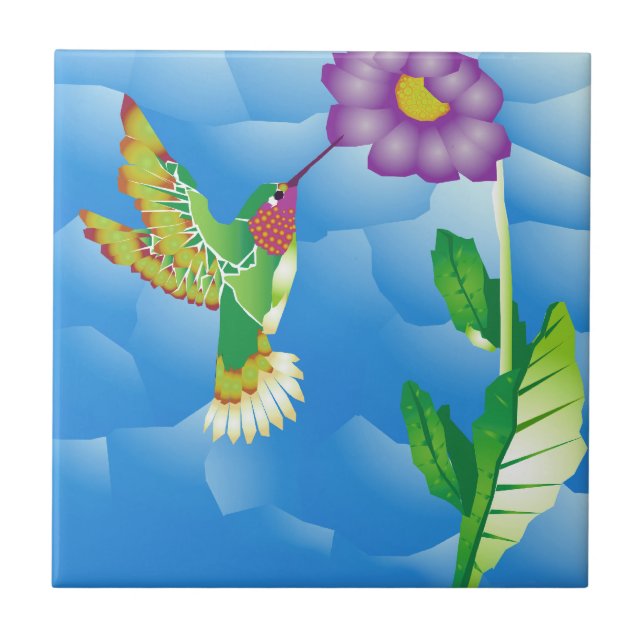 Azulejo De Cerâmica Beija-flor: Estilizado (Frente)