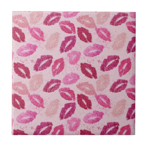 Azulejo De Cerâmica Beijo de Batom Rosa Padrão Sem Costura
