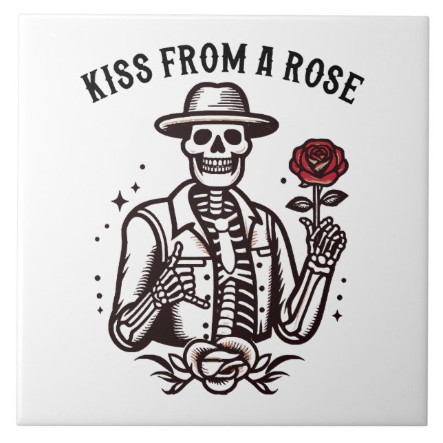 Azulejo De Cerâmica Beijo de uma Rosa (Frente)