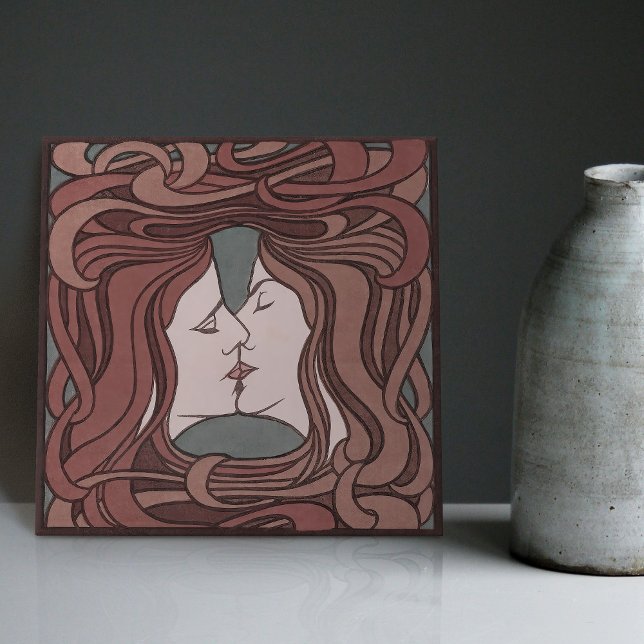 Azulejo De Cerâmica Beijo Peter Behrens Art Nouveau Art Deco Cerami (Criador carregado)