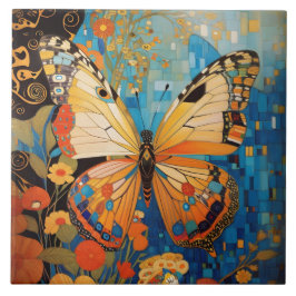 Azulejo De Cerâmica Bela Borboleta Decorânea Floral