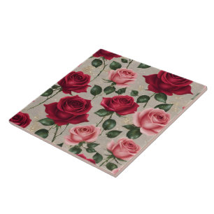 Azulejo De Cerâmica Bela Coleção de Rosas Linen Trendy