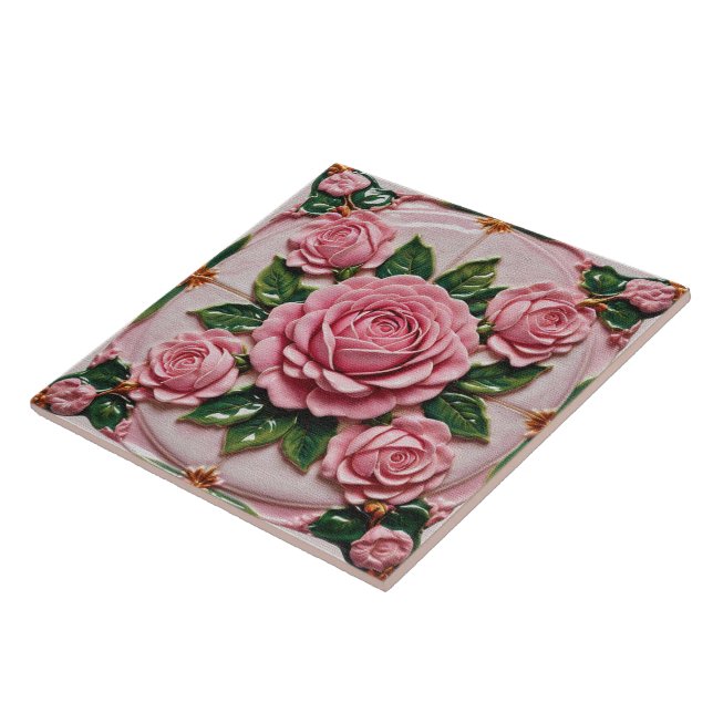 Azulejo De Cerâmica Bela Coleção de Trendências de Rosas Rosa (Lateral)