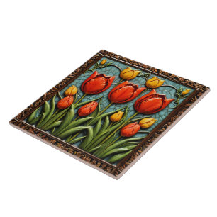 Azulejo De Cerâmica Bela Coleção Popular de Tulipas