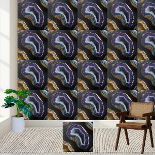 Azulejo De Cerâmica Bela Fatia de Cristais Roxos Ametist Geode