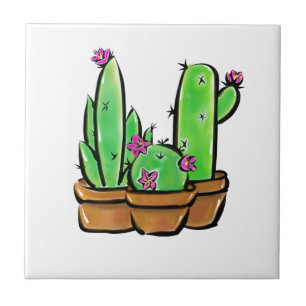 Azulejo De Cerâmica Bela festa Cactus cactos suculentas