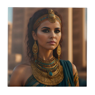Azulejo De Cerâmica Bela imagem de mulher egípcia
