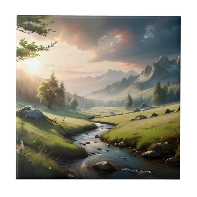 Azulejo De Cerâmica Bela paisagem natural (Frente)