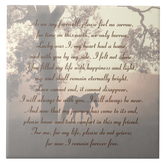 Azulejo De Cerâmica Bela Tributação Memorial de Cavalo e Árvore de Oak (Frente)