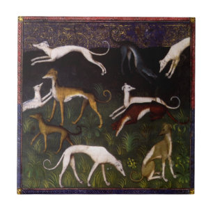 Azulejo De Cerâmica Belas artes medievais dos galgos