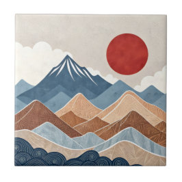 Azulejo De Cerâmica Beleza do Pôr do Sol nas Montanhas