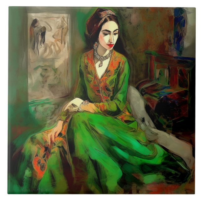 Azulejo De Cerâmica Beleza em Verde (Frente)