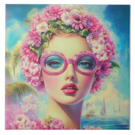 Azulejo De Cerâmica Beleza Tropical Retroativa