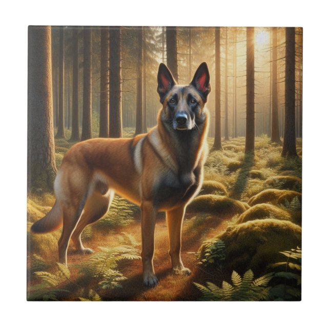 Azulejo De Cerâmica Belgian Malinois (Frente)