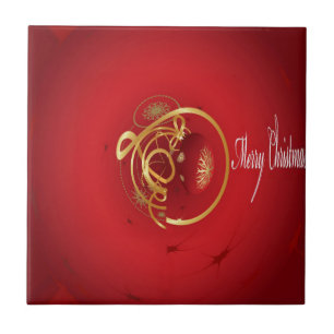 Azulejo De Cerâmica Beliscos de Natal Vermelho têm um belo dia