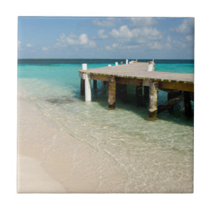Azulejo De Cerâmica Belize, Mar do Caribe, Goff Caye. Uma Pequena Ilha