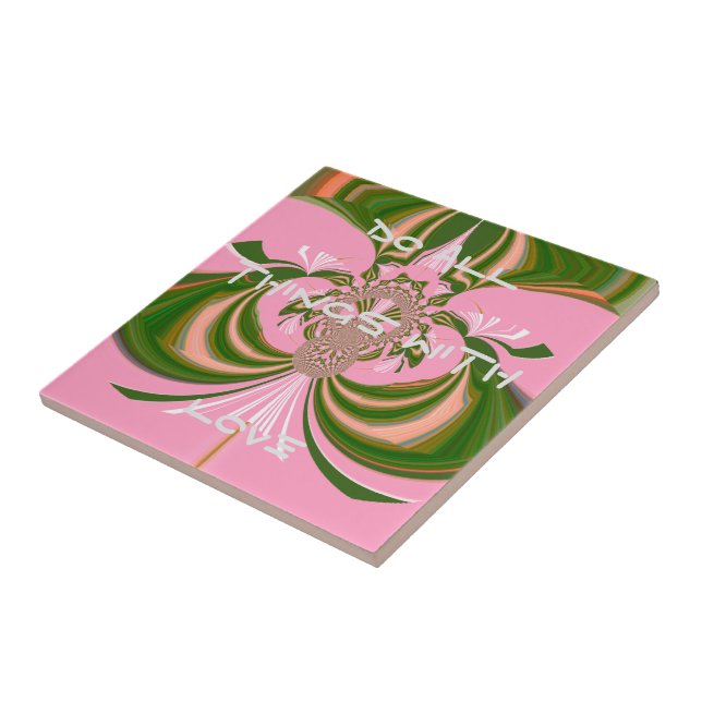 Azulejo De Cerâmica Belo bebê rosa verde e branco Caleidoscópio (Lateral)