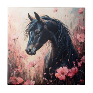 Azulejo De Cerâmica Belo Cavalo Blush Flores Rosa