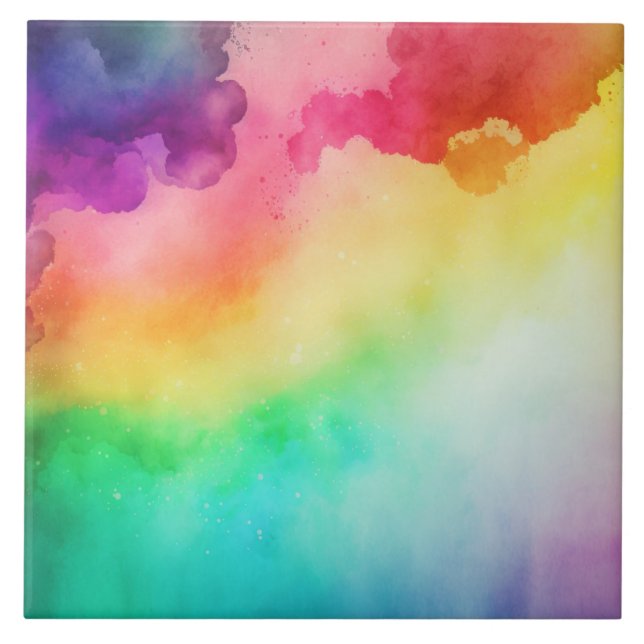 Azulejo De Cerâmica Belo design abstrato das cores do arco-íris (Frente)