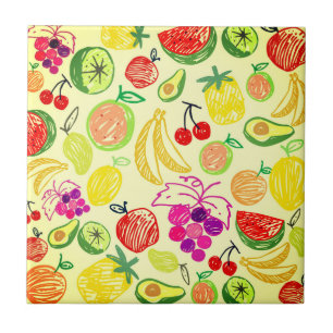 Azulejo De Cerâmica Belo design de aquarela Fruta do Sul