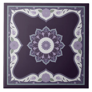 Azulejo De Cerâmica Belo design de rolagem de mandala