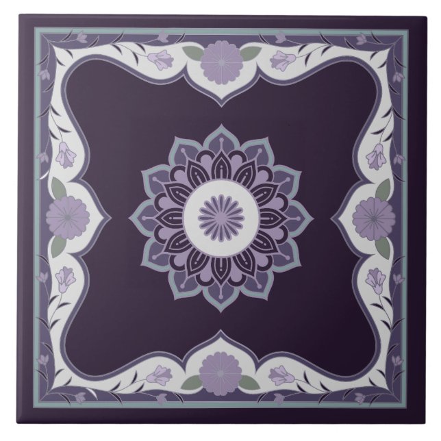 Azulejo De Cerâmica Belo design de rolagem de mandala (Frente)