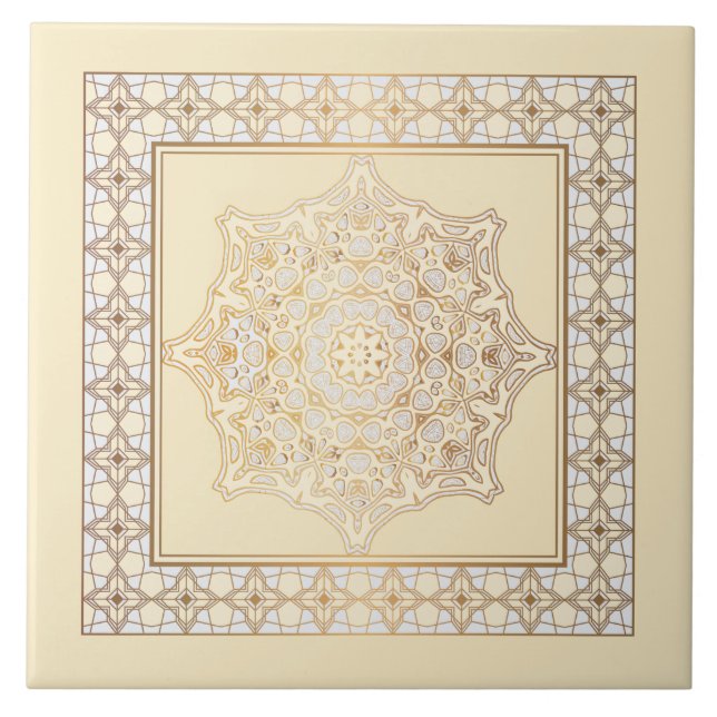 Azulejo De Cerâmica Belo design de rolagem de mandala (Frente)