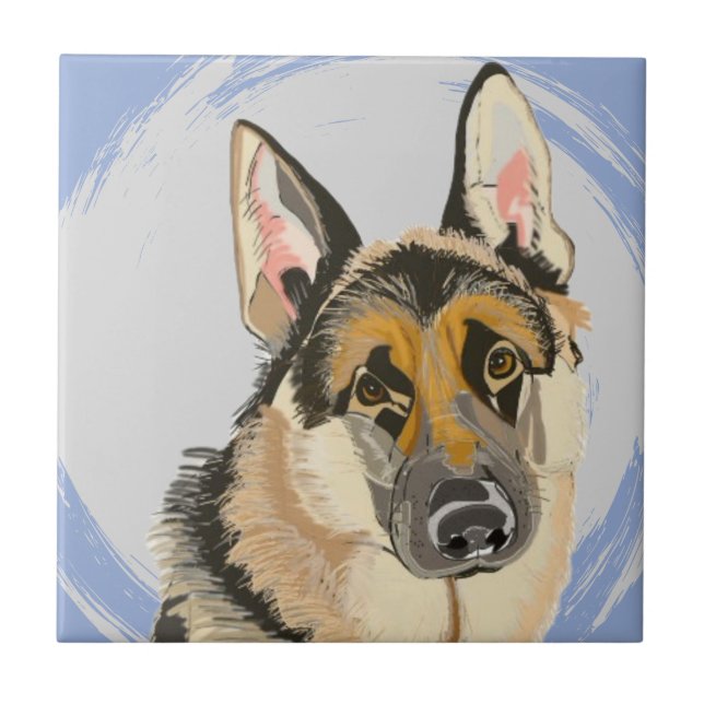 Azulejo De Cerâmica Belo German shepherd, Alsaciano (Frente)