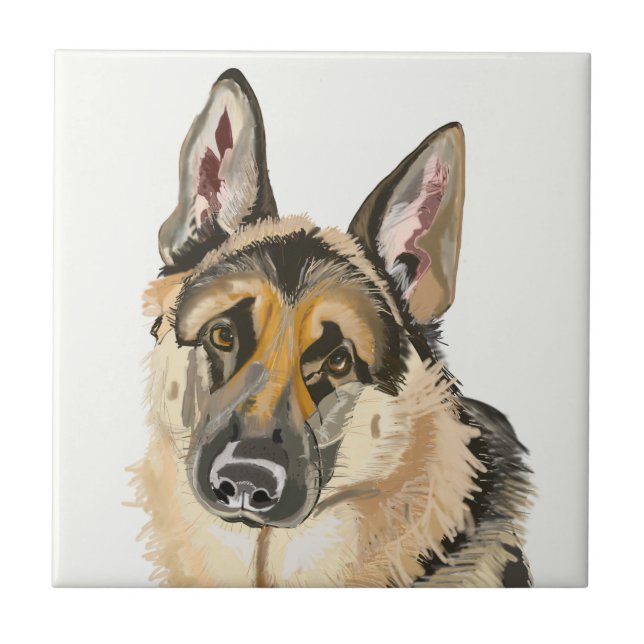 Azulejo De Cerâmica Belo German shepherd, Alsation Dog (Frente)