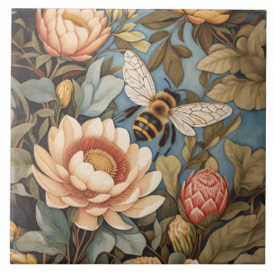 Azulejo De Cerâmica Belo Jardim Com Flores De Protea
