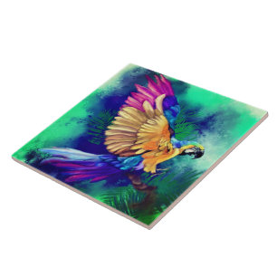 Azulejo De Cerâmica Belo papagaio Colorido - Pintura