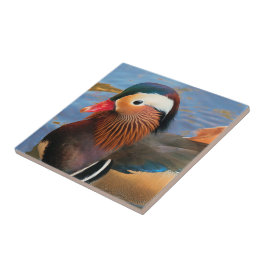 Azulejo De Cerâmica Belo Pato Mandarim no Pond