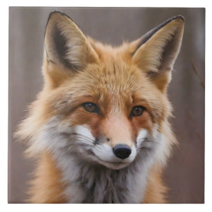 Azulejo De Cerâmica Belo retrato da Raposa Vermelha na Natureza 4a