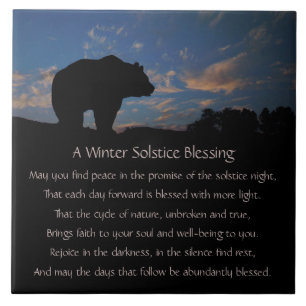 Azulejo De Cerâmica Belo Solstício de inverno Bênção com Urso