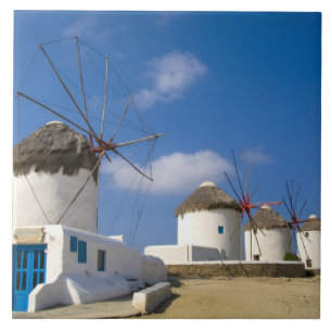 Azulejo De Cerâmica Belos moinhos de vento na ilha de Mykonos,